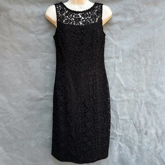 WHBM White House Black Market Lace Overlay Sheath Dress Sleeveless Size 2 Party - Picture 1 of 8